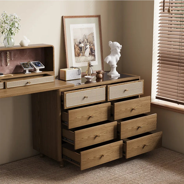 Leeak Mid-century Modern Makeup Vanity - Wooden Bazar