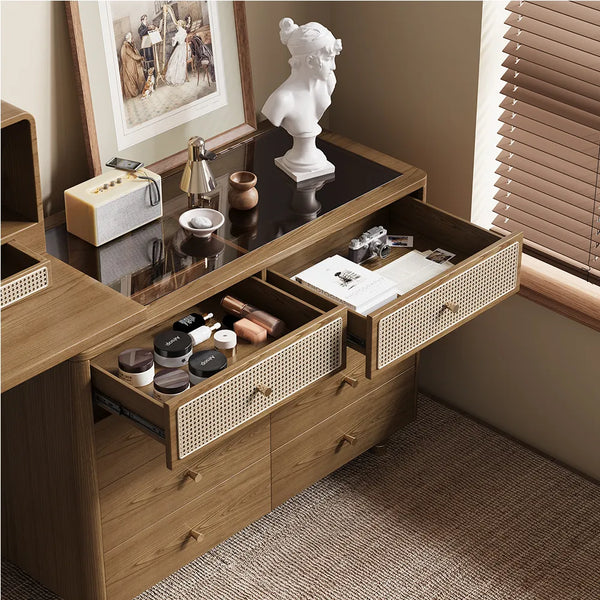 Leeak Mid-century Modern Makeup Vanity - Wooden Bazar