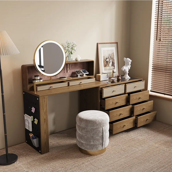 Leeak Mid-century Modern Makeup Vanity - Wooden Bazar