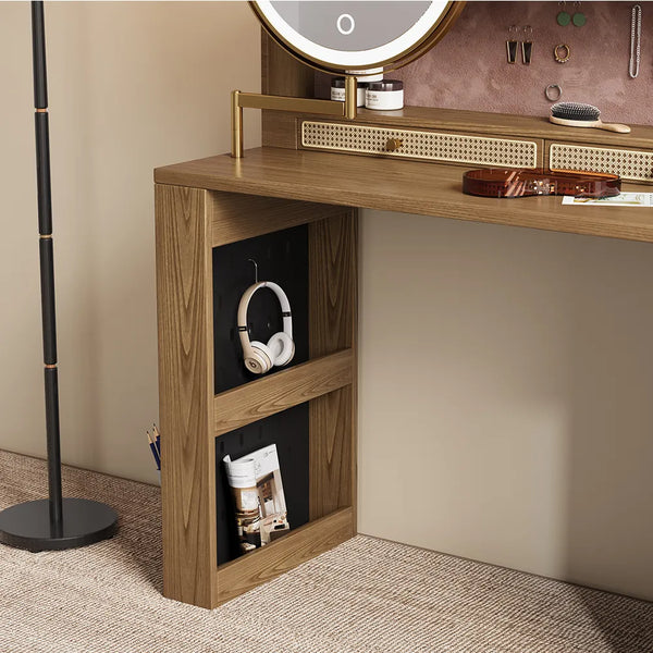 Leeak Mid-century Modern Makeup Vanity - Wooden Bazar