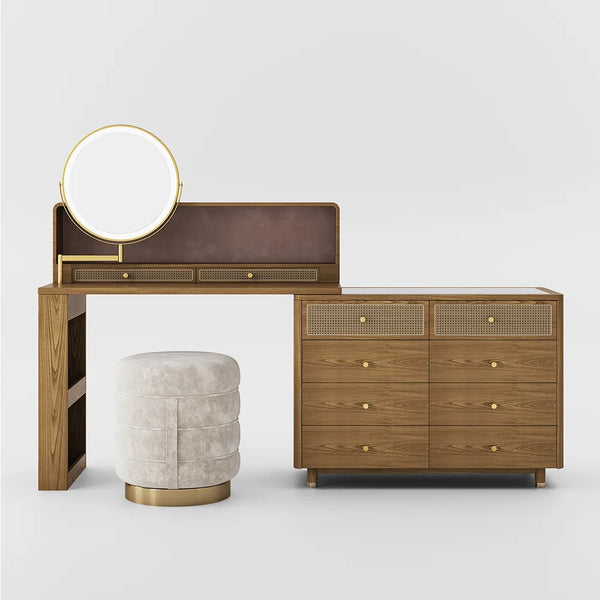 Leeak Mid-century Modern Makeup Vanity - Wooden Bazar