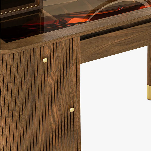 Casrion Mid-century Modern Makeup Vanity with Rotating Mirror and LED Light