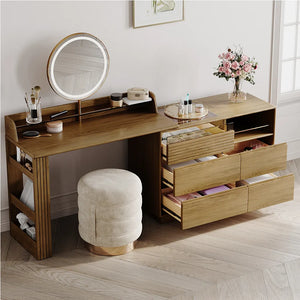 Cibbil Mid-century Modern Makeup Vanity Table Set - Wooden Bazar