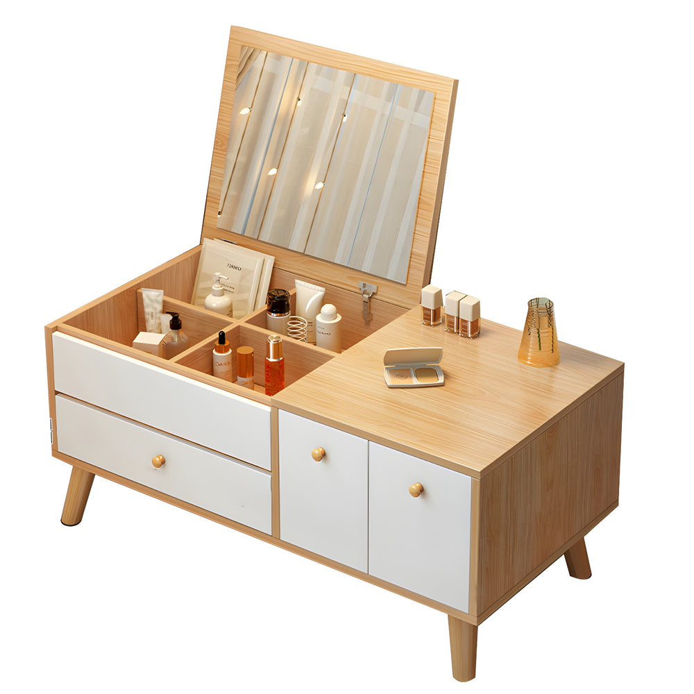 Modern Wooden Flip-top Dressing Vanity Make-up Table - Wooden Bazar