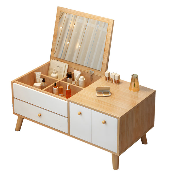 Modern Wooden Flip-top Dressing Vanity Make-up Table - Wooden Bazar