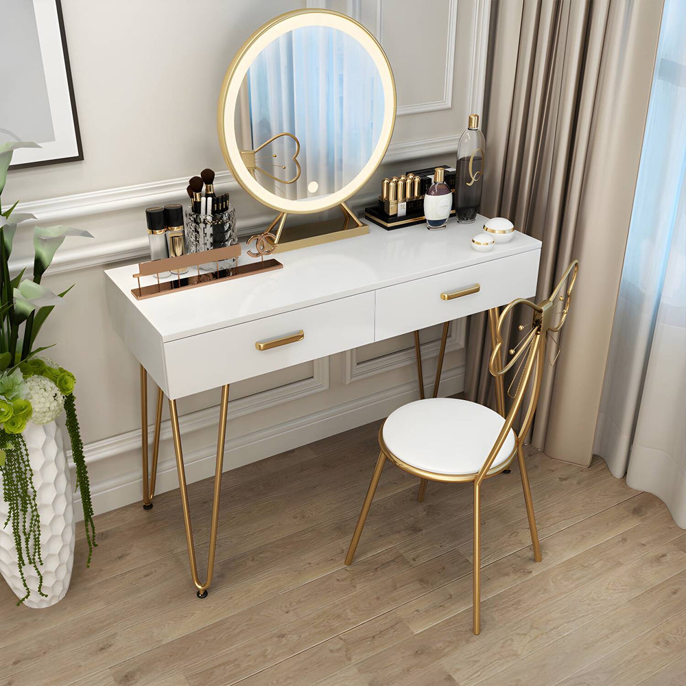 Zenor Contemporary Wooden White Vanity Dressing Table with Drawers