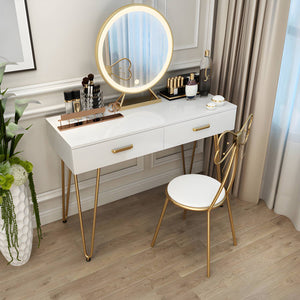 Zenor Contemporary Wooden White Vanity Dressing Table with Drawers