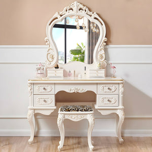 Wood Vanity Dressing Table with Drawers - Wooden Bazar
