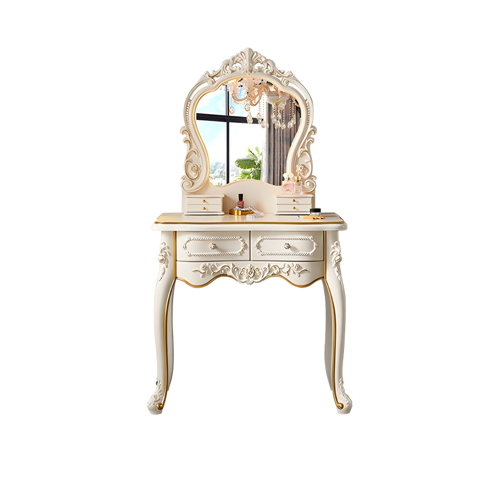 Wood Vanity Dressing Table with Drawers - Wooden Bazar