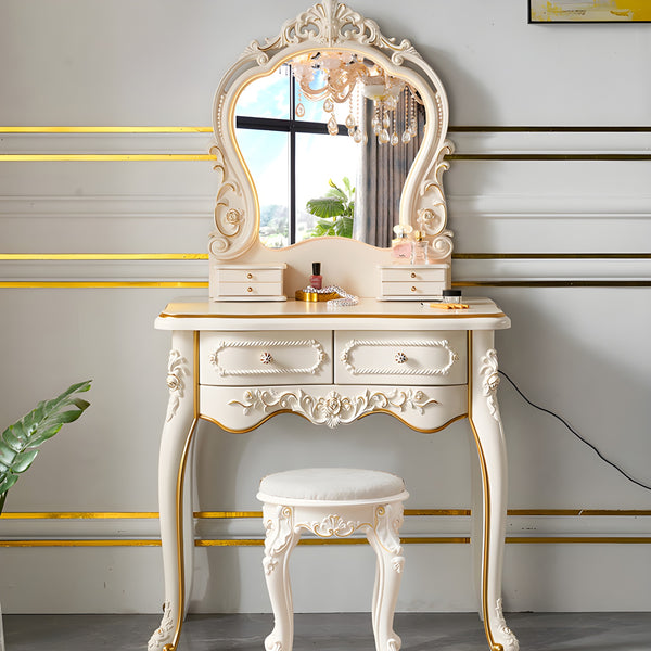 Wood Vanity Dressing Table with Drawers - Wooden Bazar