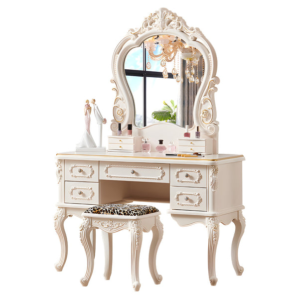 Wood Vanity Dressing Table with Drawers - Wooden Bazar