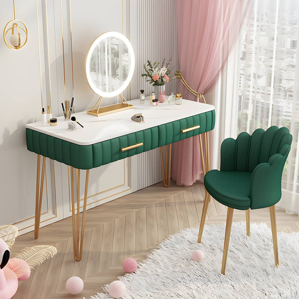 Nexzone Glam Makeup Vanity with 1/2 Drawers & Soft Close Drawers