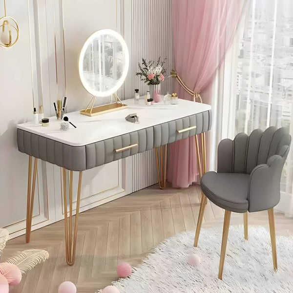 Nexzone Glam Makeup Vanity with 1/2 Drawers & Soft Close Drawers