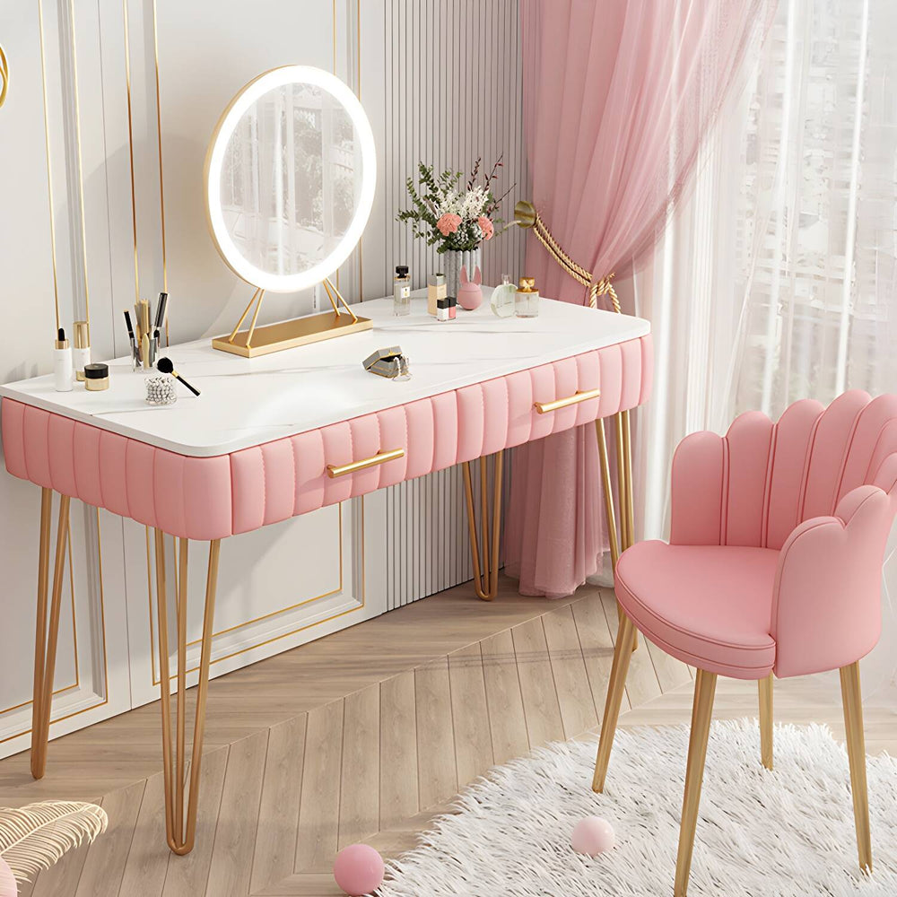 Nexzone Glam Makeup Vanity with 1/2 Drawers & Soft Close Drawers