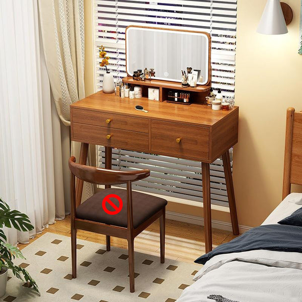 Hinfog Wood Makeup Vanity with Drawers and mirror - Wooden Bazar