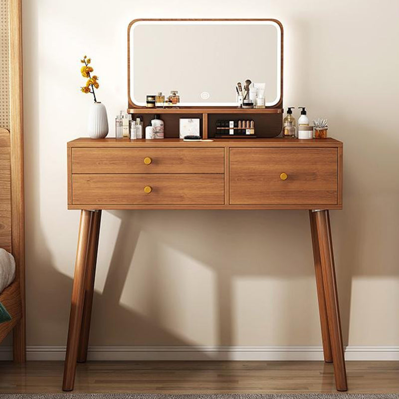 Hinfog Wood Makeup Vanity with Drawers and mirror - Wooden Bazar