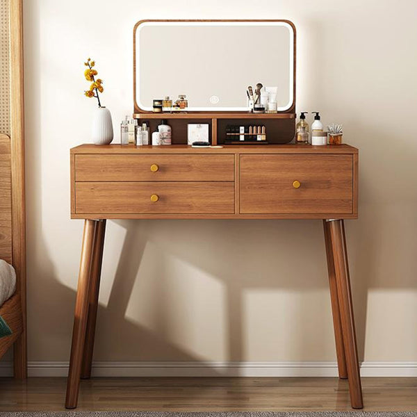 Hinfog Wood Makeup Vanity with Drawers and mirror - Wooden Bazar