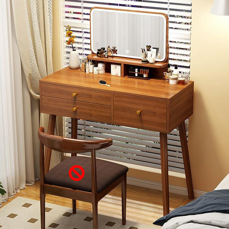 Hinfog Wood Makeup Vanity with Drawers and mirror - Wooden Bazar