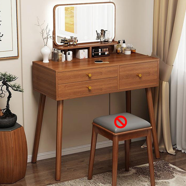 Hinfog Wood Makeup Vanity with Drawers and mirror - Wooden Bazar
