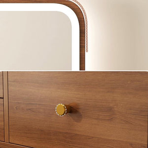 Hinfog Wood Makeup Vanity with Drawers and mirror - Wooden Bazar