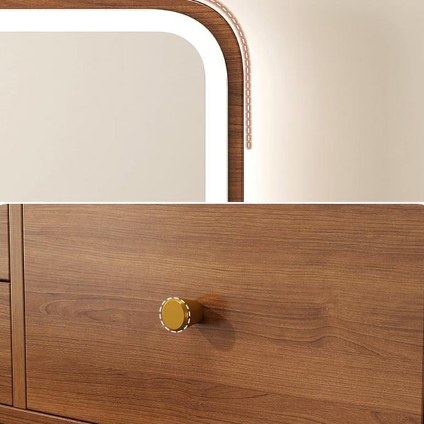 Hinfog Wood Makeup Vanity with Drawers and mirror - Wooden Bazar