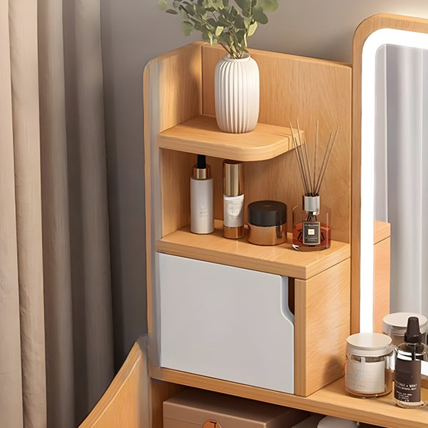 Bedroom Push-Pull Floor Vanity No Built-in Dressing Table with Tabletop Storage and Vanity Table Top