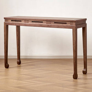 47.2" Mid Century Modern Console Table Walnut Solid Wood Entryway Table with 4 Legs - Wooden Bazar