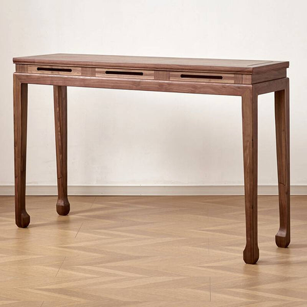 47.2" Mid Century Modern Console Table Walnut Solid Wood Entryway Table with 4 Legs - Wooden Bazar
