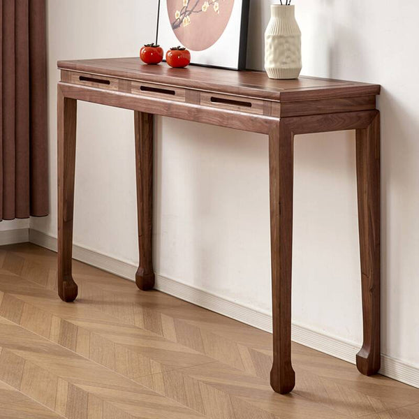 47.2" Mid Century Modern Console Table Walnut Solid Wood Entryway Table with 4 Legs - Wooden Bazar