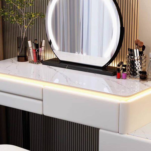 Modern Style Rubber Wood Vanity Table with 6 Drawers Dressing Table