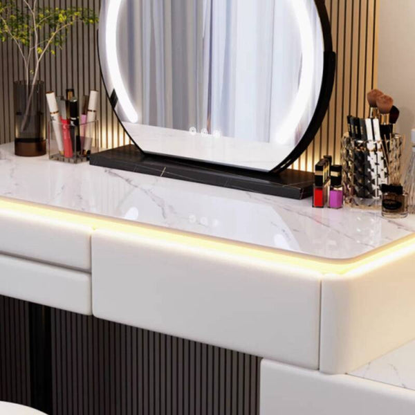Modern Style Rubber Wood Vanity Table with 6 Drawers Dressing Table