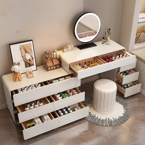 Multi-Purpose Vanity Set with LED Lighting, Scalable Design, Adjustable Touch and Brightness