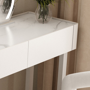 Bedroom Push-Pull Floor Vanity No Built-in Dressing Table with Tabletop Storage and Vanity Table Top