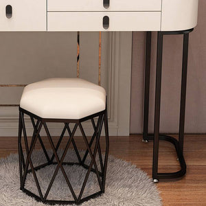 Multi-Purpose Vanity Set with LED Lighting, Dividers, Push-Pull Functionality, and Adjustable Brightness, Design Makeup Vanity & Stool & Mirror