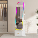 Jewelry Armoire with Full-Length Mirror, RGB Lights & Swivel Base  Wooden Bazar