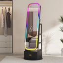 Jewelry Armoire with Full-Length Mirror, RGB Lights & Swivel Base  Wooden Bazar