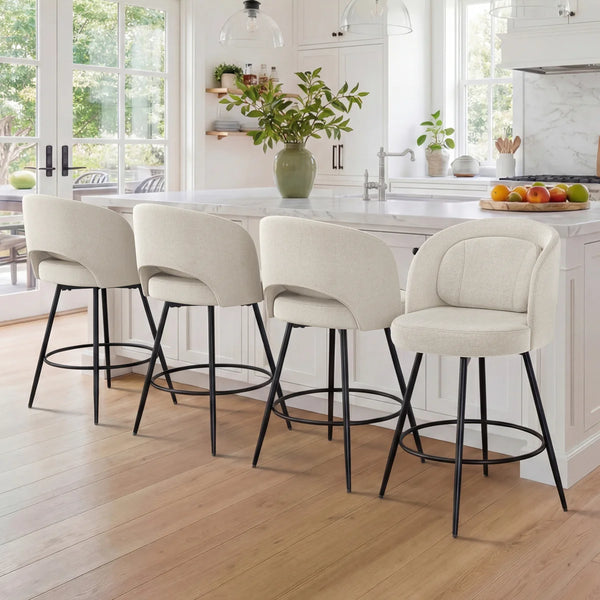 26" H Swivel Counter Stool with Metal Frame  Wooden Bazar