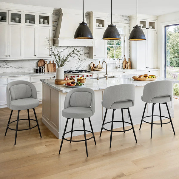 26" H Swivel Counter Stool with Metal Frame  Wooden Bazar