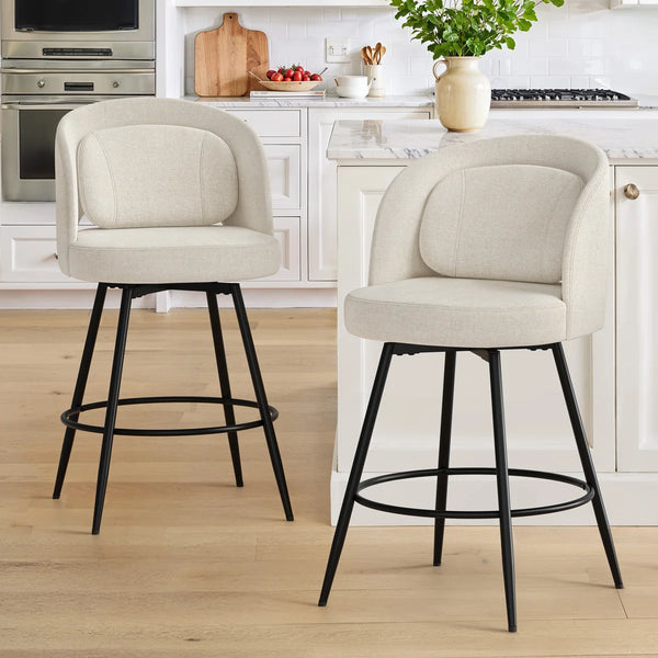 26" H Swivel Counter Stool with Metal Frame  Wooden Bazar