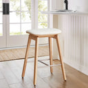 26" Solid Wood Backless Bar Stools, Set of 1 Saddle Counter Height Barstools  Wooden bazar