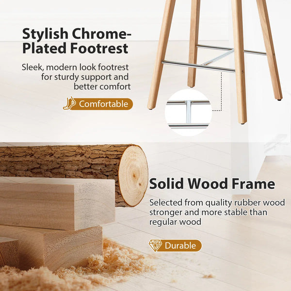 26" Solid Wood Backless Bar Stools, Set of 1 Saddle Counter Height Barstools  Wooden bazar