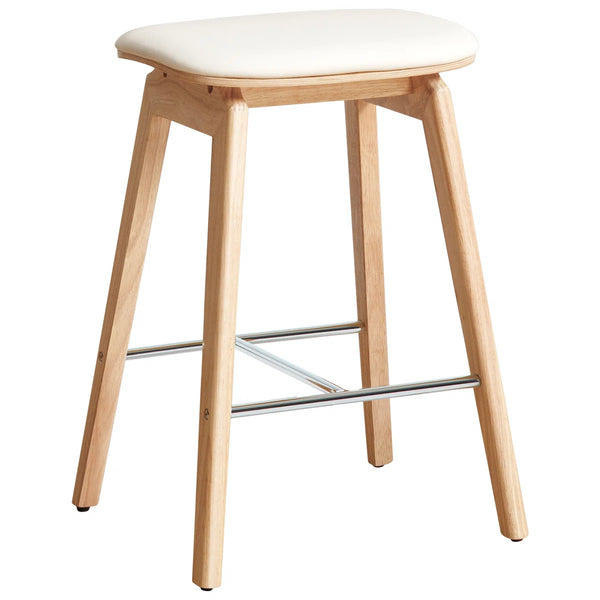 26" Solid Wood Backless Bar Stools, Set of 1 Saddle Counter Height Barstools  Wooden bazar
