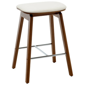 26" Solid Wood Backless Bar Stools, Set of 1 Saddle Counter Height Barstools  Wooden bazar