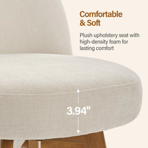 26" Swivel Upholstered Counter Stool with Solid Wood Frame and Mid Back (Set of 2)  Wooden Bazar