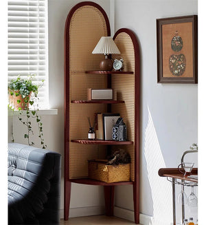 Panel Nut-Brown Solid Wood and Rattan Folding Room Divider  Wooden Bazar