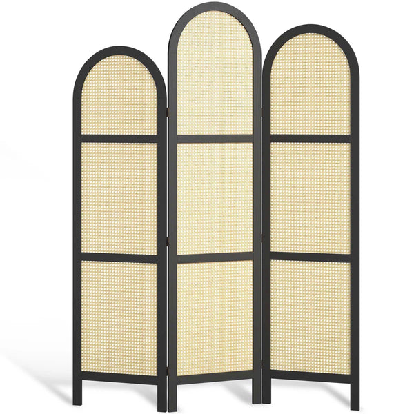 **3-Panel Pine Wood & Natural Cane Folding Room Divider – Japanese-Inspired**  Wooden Bazar
