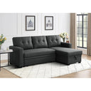 3-Piece Pull-Out Sofa Bed With Reversible Storage Chaise  Wooden bazar
