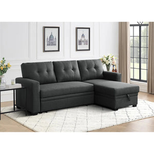 3-Piece Pull-Out Sofa Bed With Reversible Storage Chaise  Wooden bazar