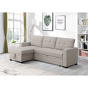 3-Piece Pull-Out Sofa Bed With Reversible Storage Chaise  Wooden bazar