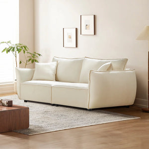 3-Seater Sofa with Armrests Wide Deep Seats & Accent Pillows - Wooden Bazar